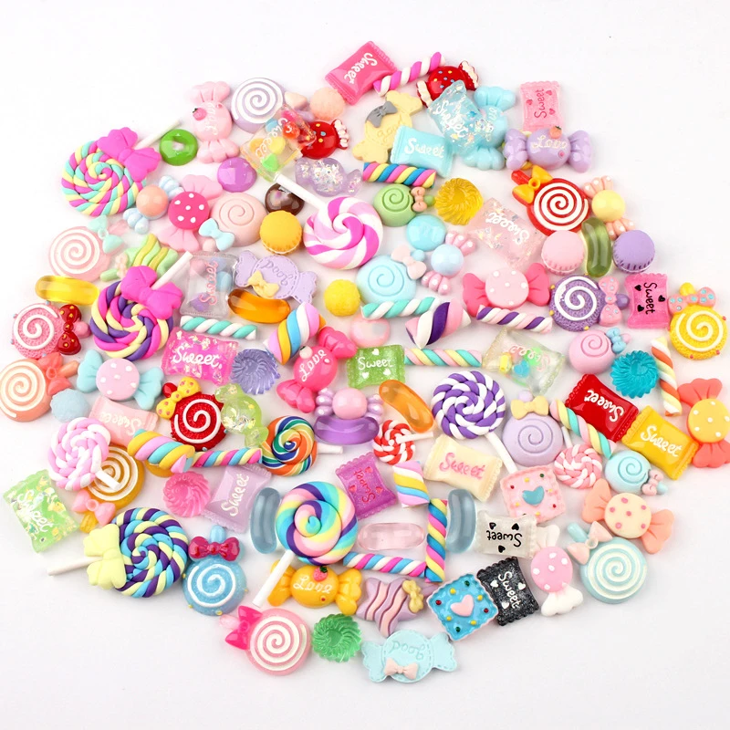 Mix shapes Sweet Candy Foods Gummy charms Candi Nail Art Accessories Slime Filler