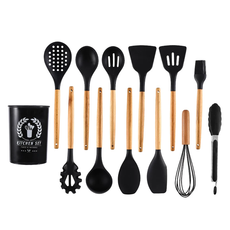 
Kitchen Cooking Utensils Set 12 pcs Silicone Non-stick Cooking spatula set Heat Resistant Utensil Set 