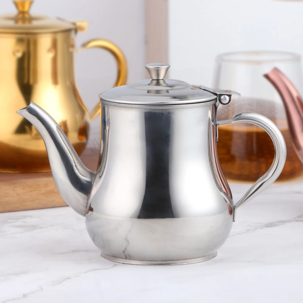Wholesale Food Grade Level Gold Coffee Tea Pot Stainless Steel Moroccan Teapot With Strainer Inside for home restaurant