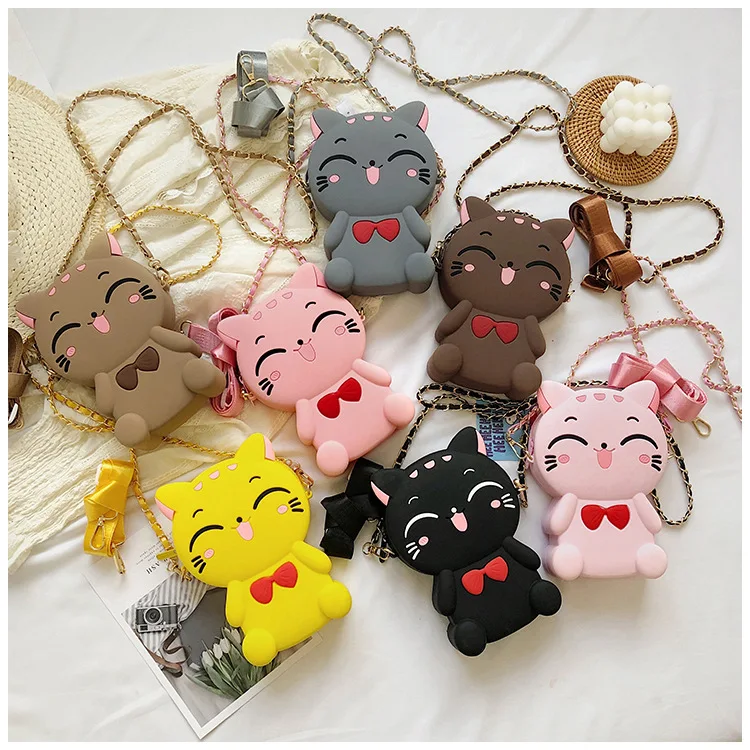 Small Cute Lovely Fruit Mouse Happy Cat Cartoon Silicone Rubber Baby Kids Children Wallet Coin Purse