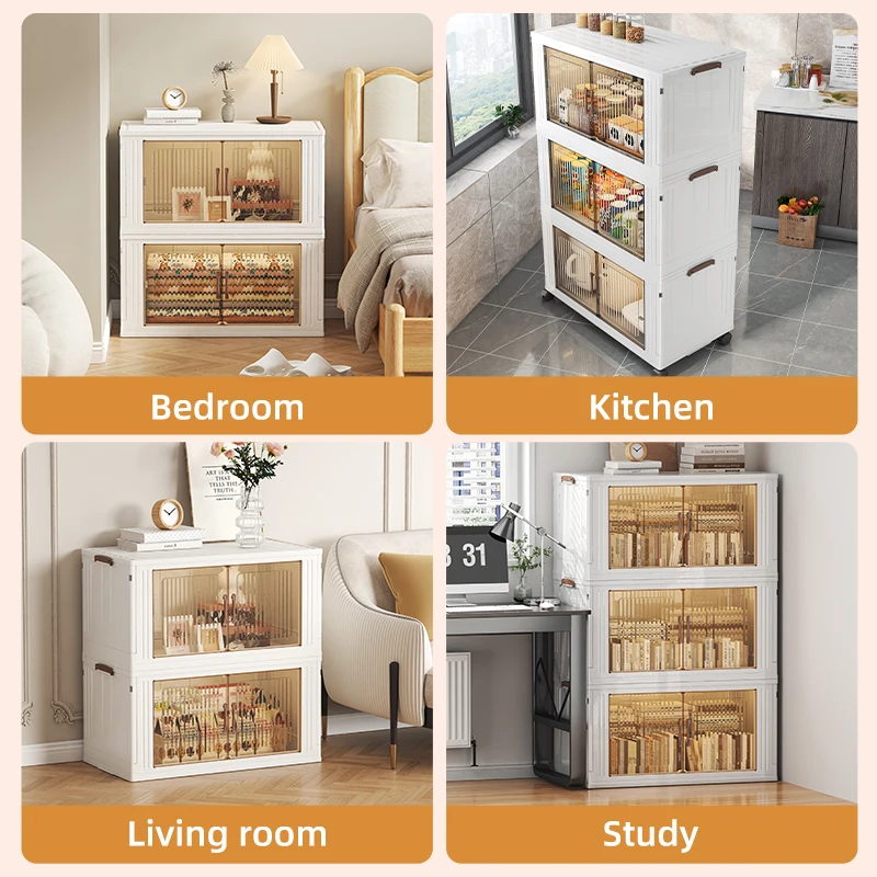 Foldable Storage Cabinet Multi-layer Multi-Functional Shelving with Wheels for Cabinet Clothing Debris Sorting