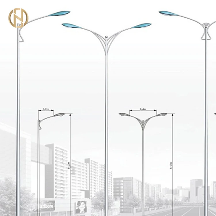 Galvanized Tubular Steel 6m Street Lighting Poles For With Single Arm