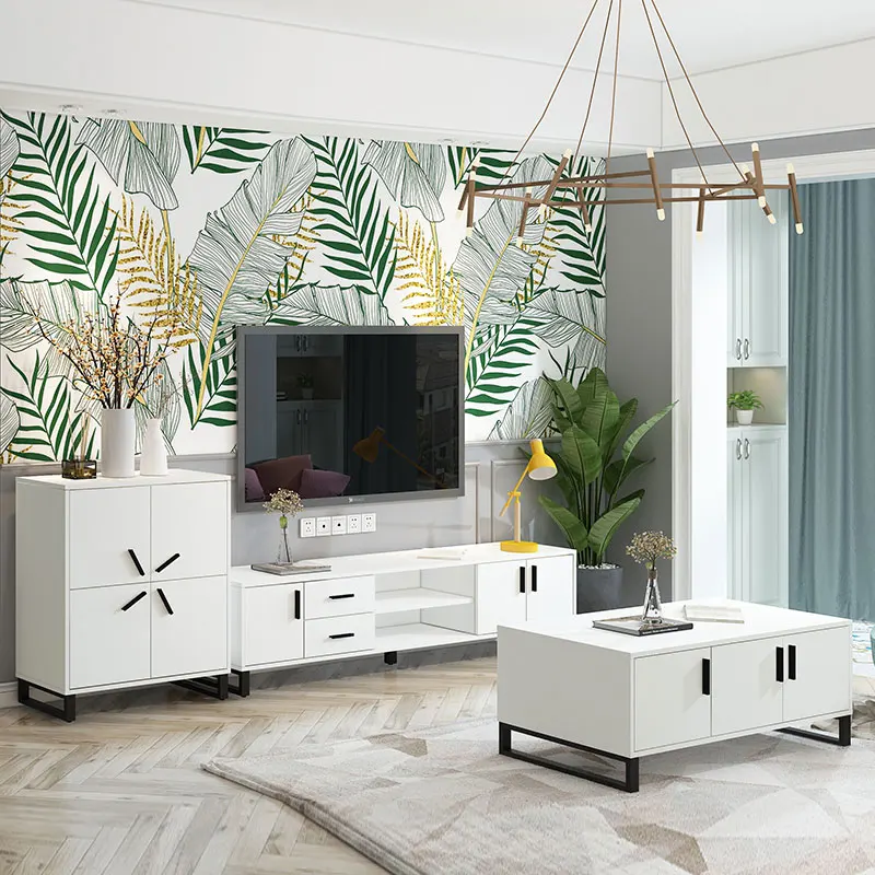 2021 HOT NEW TV Stand LED TV Cabinet in living room furniture with drawer storage doors set factory directly Modern Nordic Style
