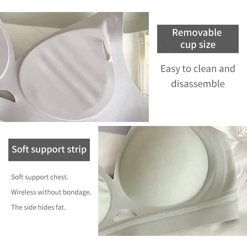 Hot Sale Zero Feel Ice Silk Lazer Cut Seamless Bra Soft Sports V Neck Support Push Up Jelly Glue Bras for Women