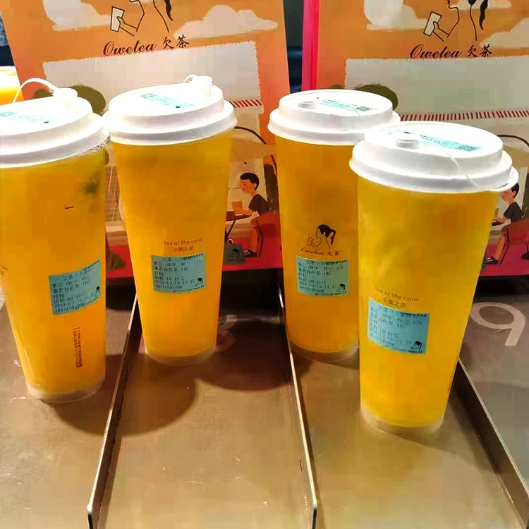 Custom Logo Disposable Plastic Bubble Milk Tea/Coffee/Fruit Juice Cups With Lids For Cold/Hot Drinks