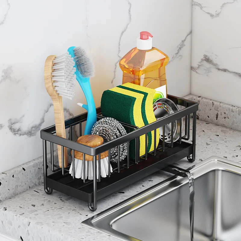 ZX kitchen telescopic sink shelf 304 stainless steel drain rack holder sponge soap rag  storage holders
