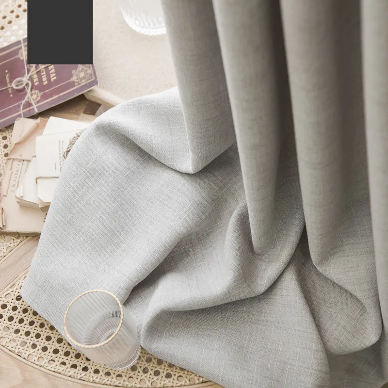 Free machining Custom Size and Width Blackout linen curtains 2.8 meter width home textile linen window curtains