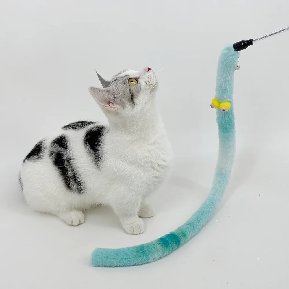 Hot Sale Long Rod Cat Teasing Stick Interactive Toys Bite Resistant Stuffed Cat Teaser Stick With Bell