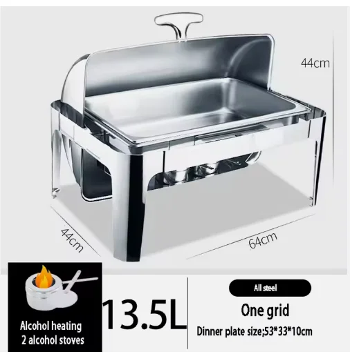 Customizable 13.5 liters High capacity 1/2/3Multi grid stainless steel chafing dishes for catering
