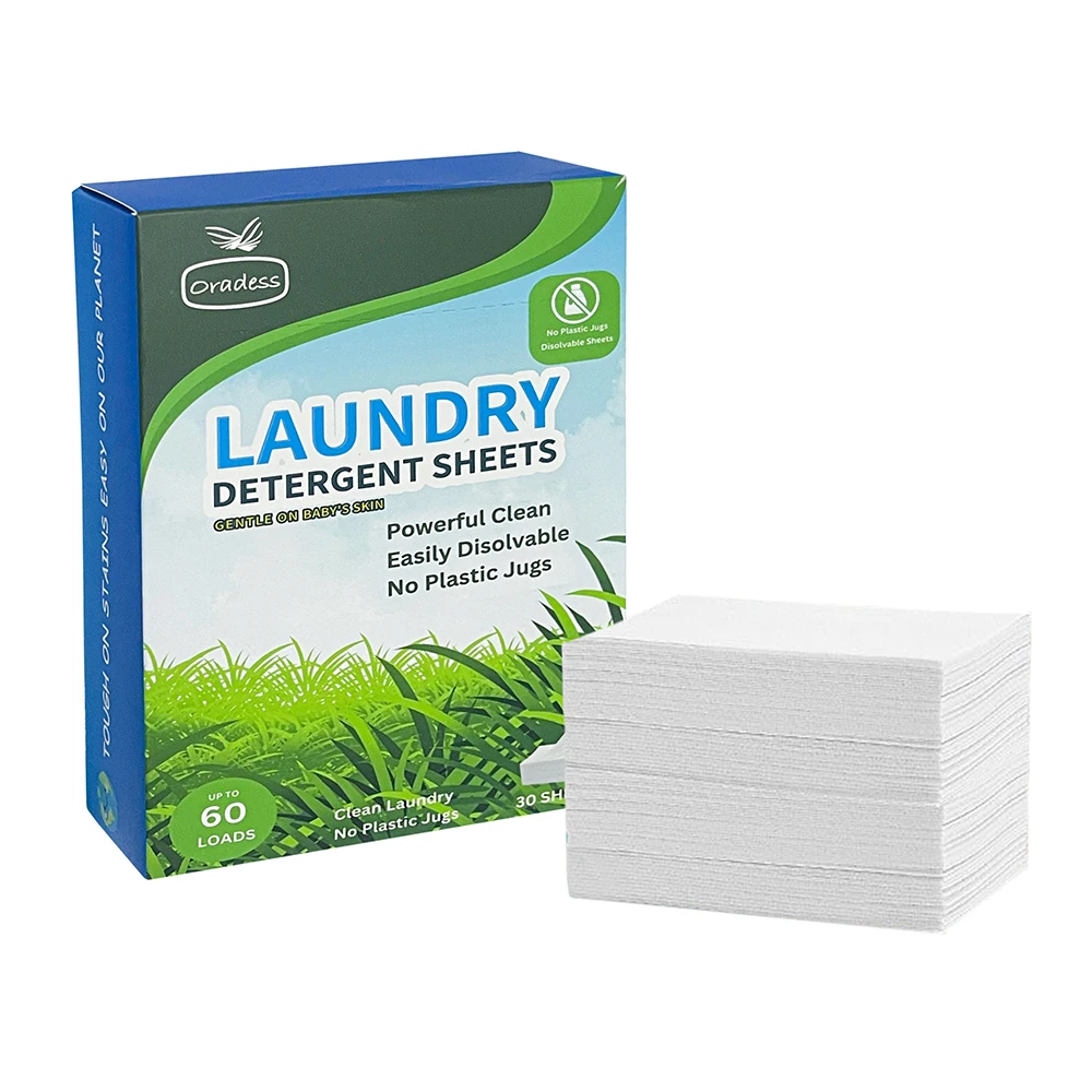 Oradess Eco Friendly Laundry Detergent Strips Paper Sheets Laundry Tablets Clothes Fabric Washing Apparel Softener