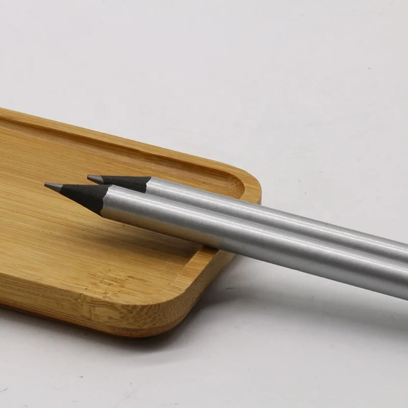 Custom Black Wood Silver Paint HB Pencils Promotional Pencil Without Eraser Metallic Color Body Black Wooden Pencils