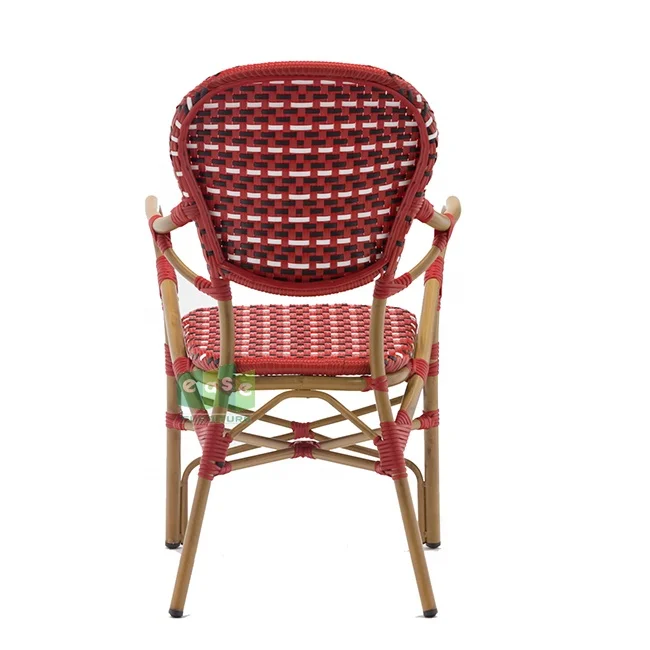 (E3011A) Commercial french bistro dining outdoor arm chair rattan for cafe