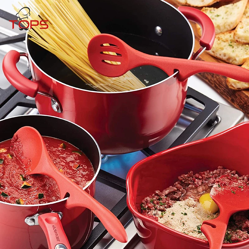 3 Piece Silicone Kitchen Tools and Gadgets Nonstick Utensils Lazy Spoonula, Solid and Slotted Spoon