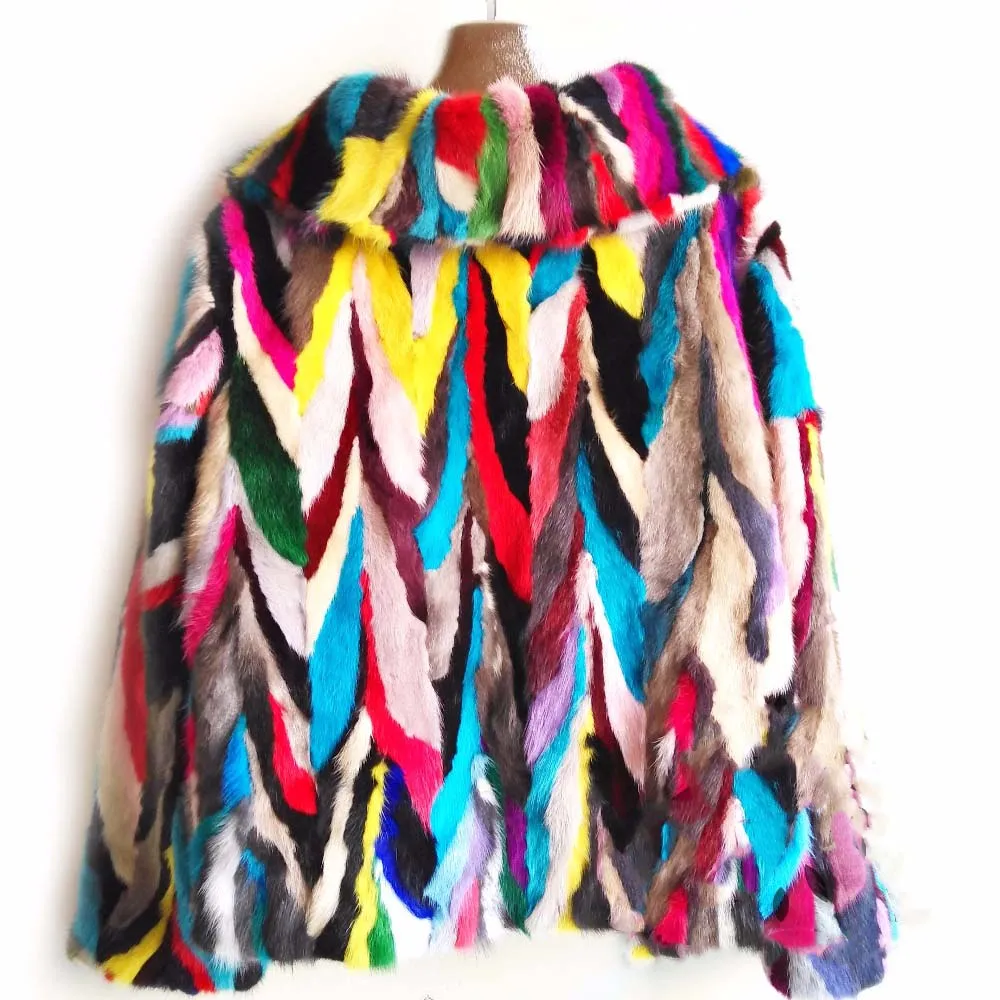 2023 Women Winter Patchwork Mink Fur Jacket Real Mink Fur Coat Wholesale Cost Drop Shipping Ladies Real Fur Coats