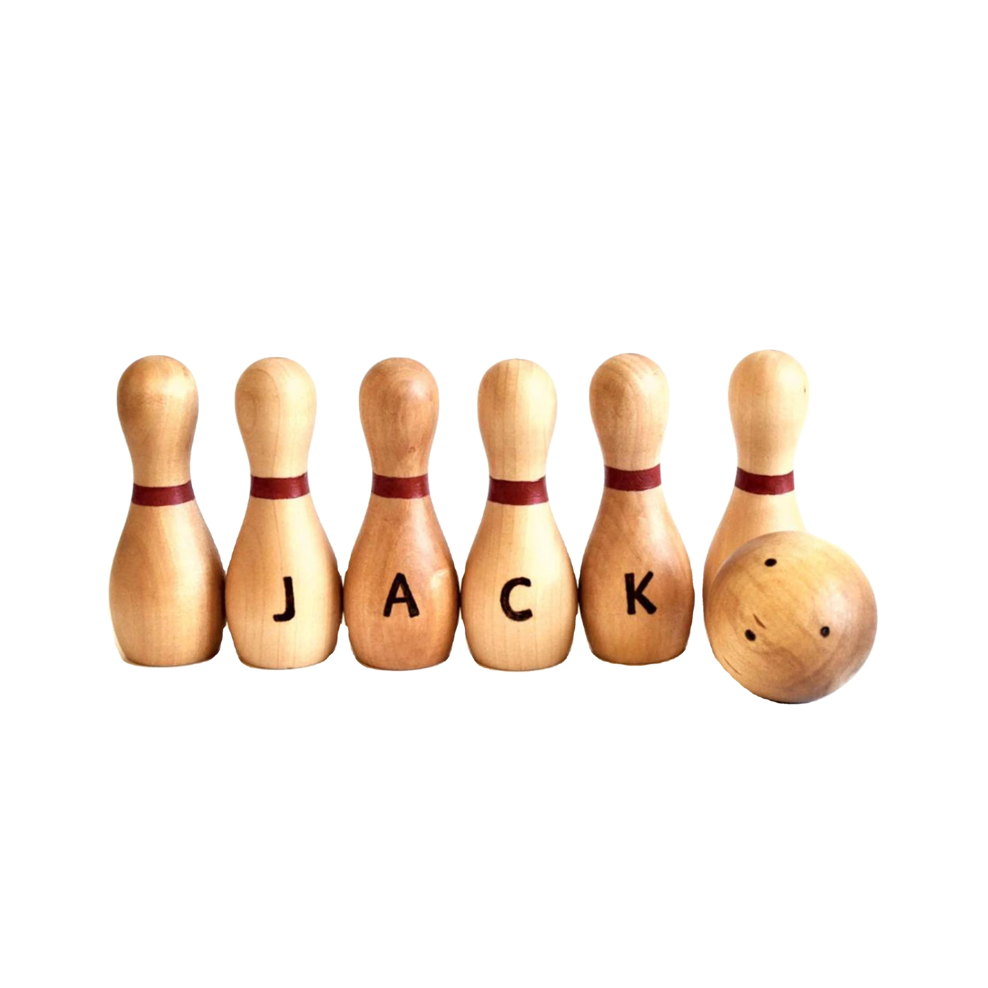 Kids Wooden Bamboo Bowling Game Toy Educational Play Toys