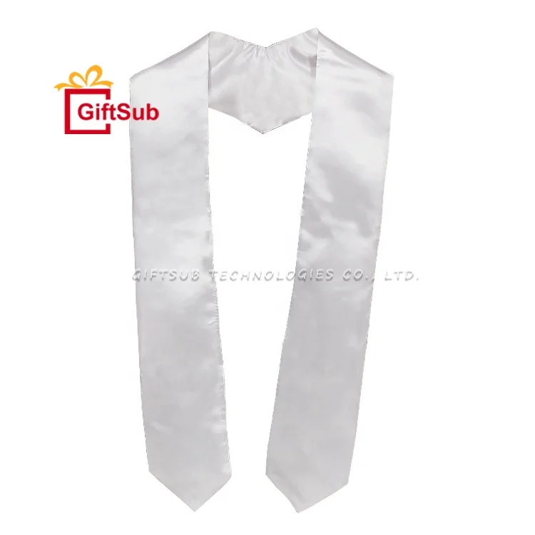 RTS University Grad Gift 72 Inch White Satin Polyester Sublimation Blanks Stole Sash Sublimation Graduation Stoles