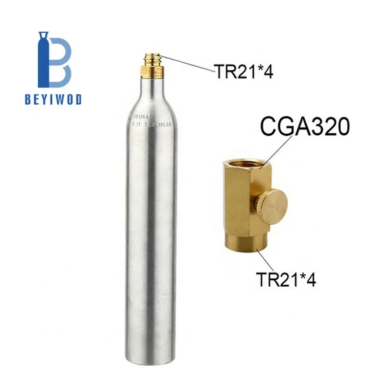 Factory supply aluminum 60L CO2 cylinder refilling 0.6L water 410g 450g CO2 soda water carbonator for soda maker machine