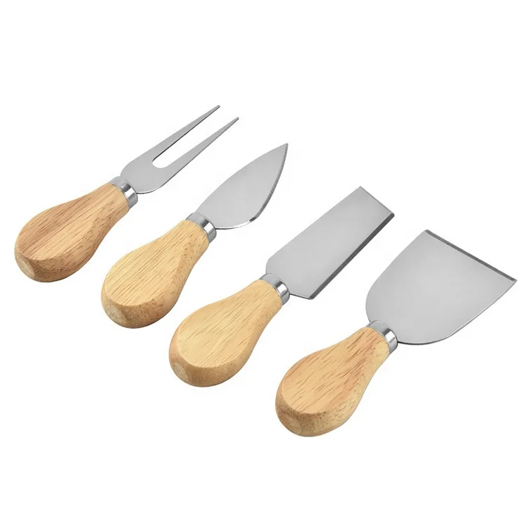 Stainless Steel Spatula Slicer Fork Kitchen Small Gadgets Tool Set Cheese Knife Acacia Wood