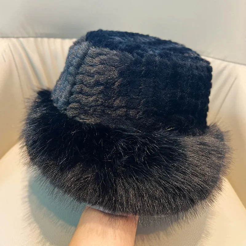 Faux Winter Hat Adults Bucket Hat Fashion Design New Design Warm Lovely Custom Logo Casual Cozy Fuzzy Furry Girl Women Female