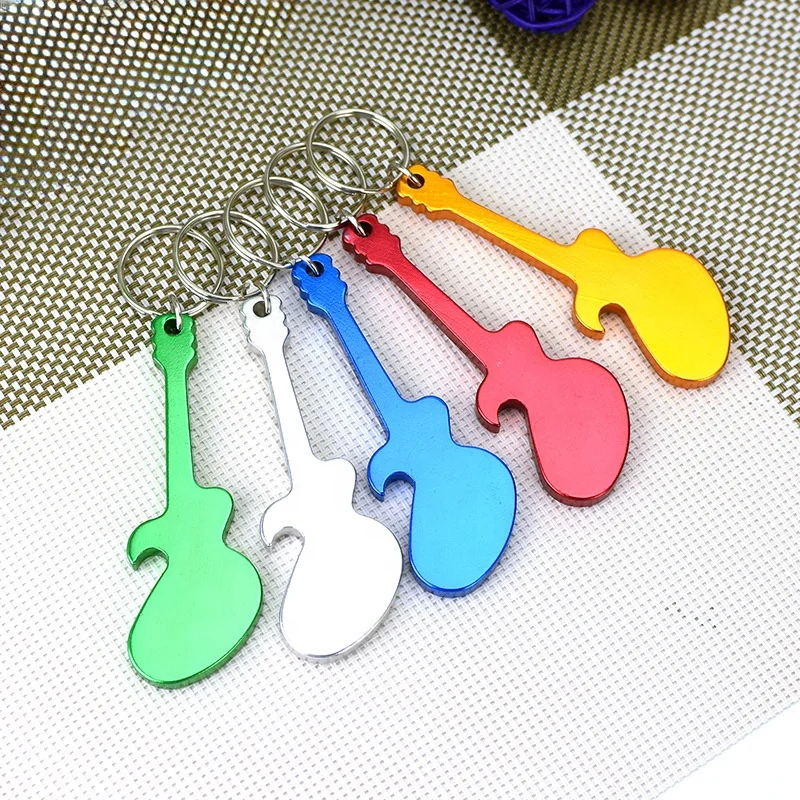 custom aluminum Guitar Shape keychain beer bottle opener guitar diy sublimation