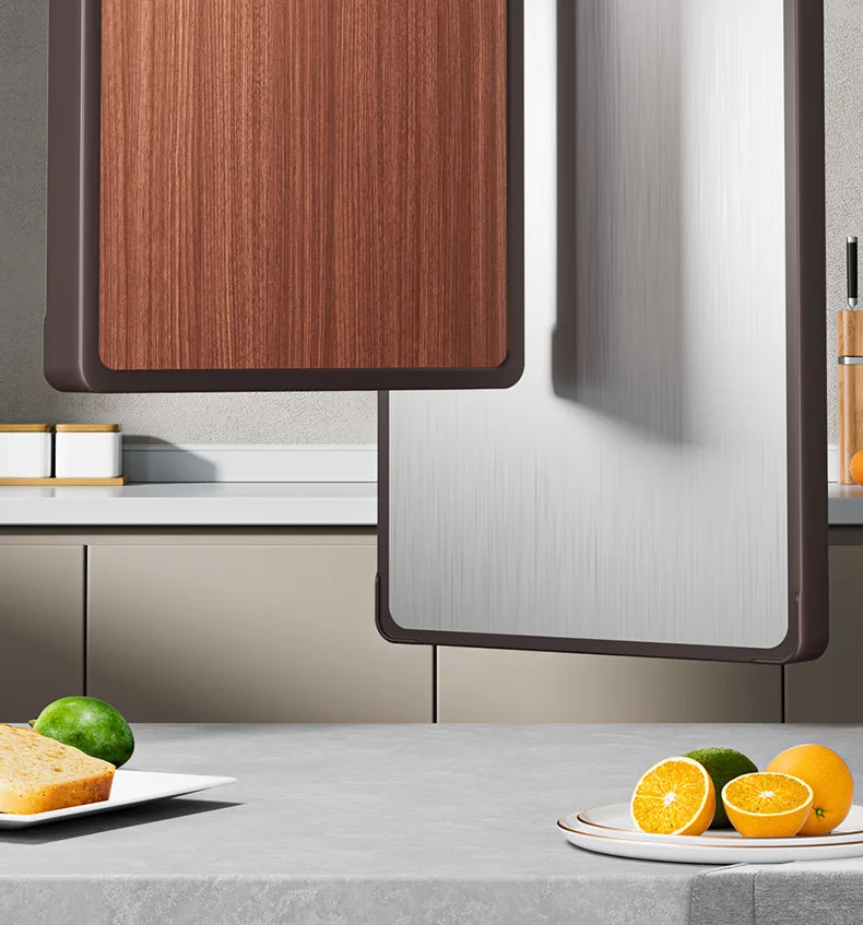 Ebony wood chopping board antibacterial mildew household stainless steel double-sided board solid wood  sticky cutting board