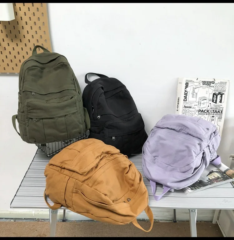 Stylish Retro Canvas Backpack: Travel Laptop Computer Notebook Bag for College Students, Ideal School Bookbag for Korean Women