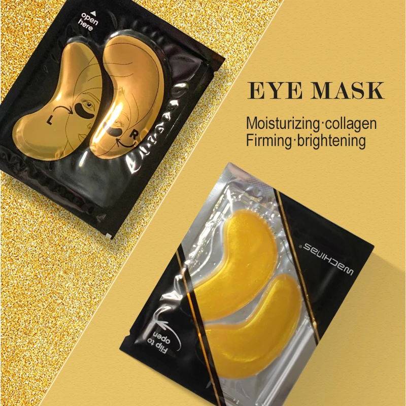 OEM 20 Pairs Eyes Care Treatment Wrinkle Patch Hydrogel Collagen Gel Mask 24k Gold Under Eye Patches