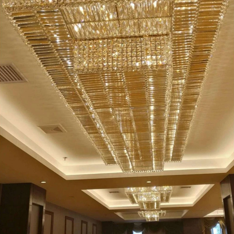 Luxury Large Hotel Engineering Lamps Professional Designer Customized Pendant Light Glass Crystal Acrylic LED Custom Chandeliers