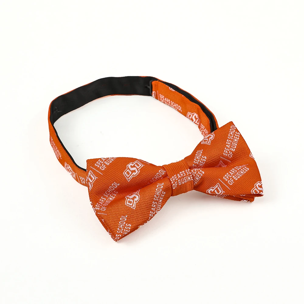 Wholesale Orange Microfiber School Bow tie Jacquard Woven Bow Tie Banded Bowtie Polyester Pre-tied Bowtie