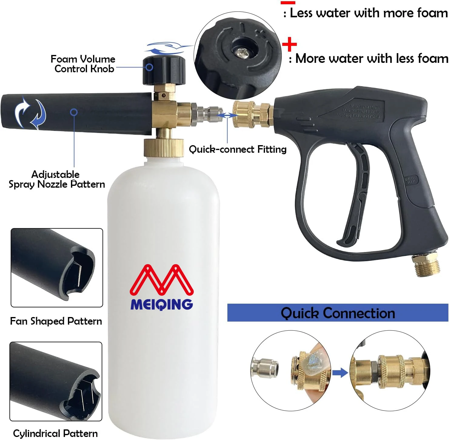 Washer Car Care Products Snow Foam Cannon+5 Piece Nozzles Water Jet Car Detailing Kit Car Wash