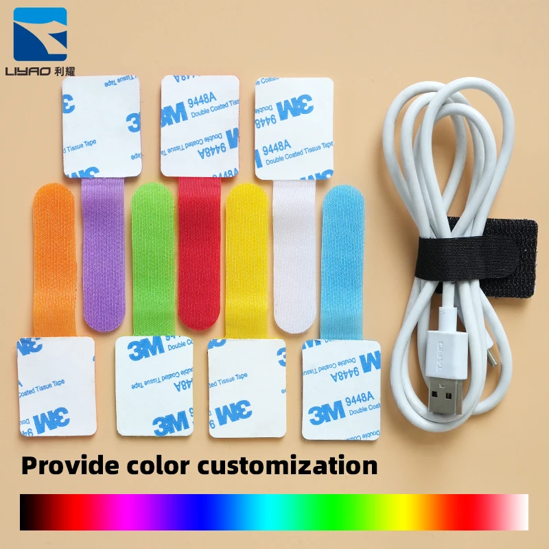 customized Adhesive Wire Organizer Cord Organizers Adjustable Hook and Loop Cable Ties Clips for Wrappers Keeper Kitchen Office