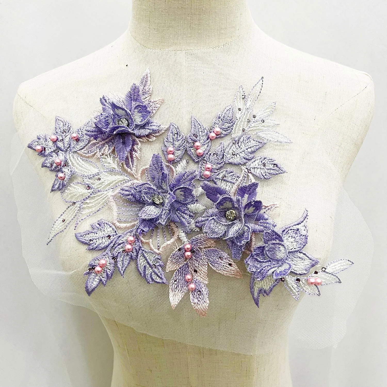 Multi Color 3D Embroidery Flower Garment Lace Patch
