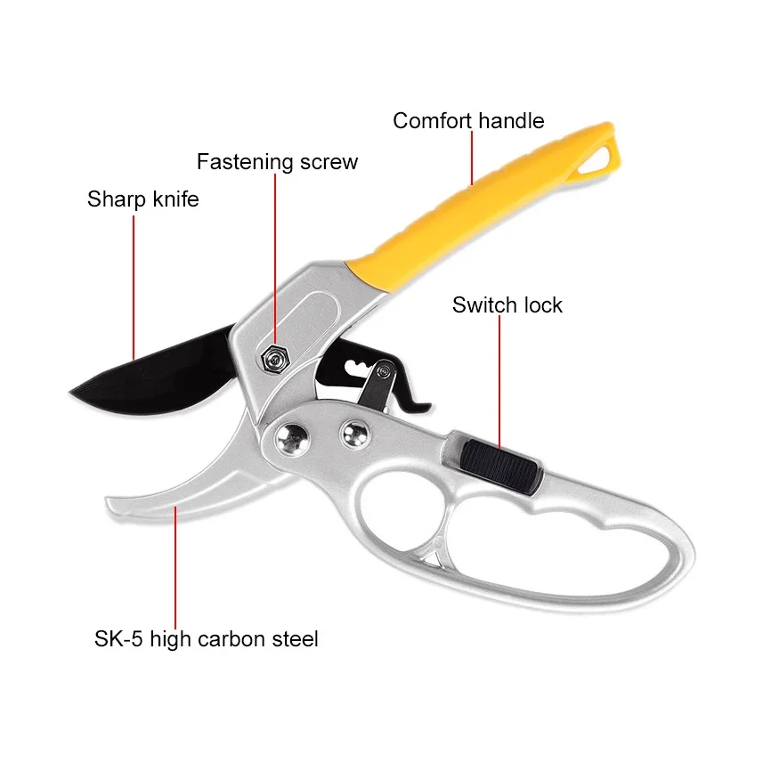 Pruning Shear Garden Tools Labor saving High Carbon Steel scissors Gardening Plant Sharp Branch Pruners Protection hand durable