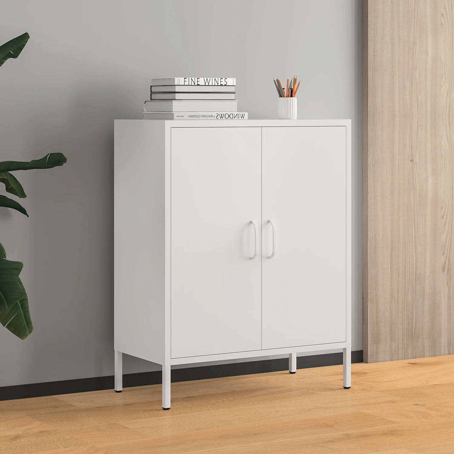 OEM/ODM Home Metal Storage Cabinet Iron Pantry Cabinet with 2 Swing Doors for Kitchen & Bathroom Dining & Living Room Sideboards