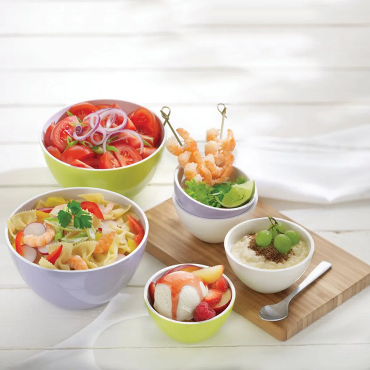 kichen collection high quality BPA free melamine 5 pcs salad bowl set with lids