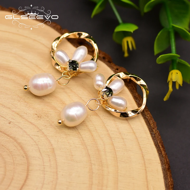 Original Fresh Water Pearl Earrings Handmade Round Earrings For Women Bride Wedding Black Zircon Fine Jewelry