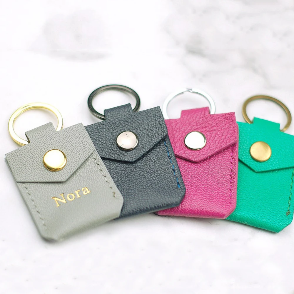 Genuine Leather SD Memory Card Case,Key Chain Holder,Leather Coin Purse Keychain