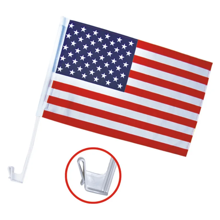 Custom logo polyester american flag printing us banner design red black blue line usa car flag 12'x18'