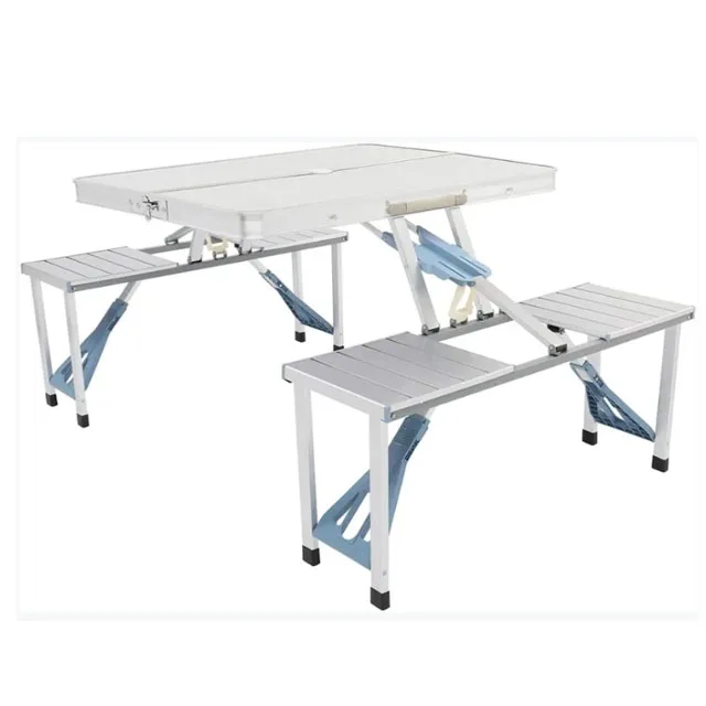 Wholesales Camping Picnic Table Set 4 Seats Portable Folding Table with Umbrella Hole for Outdoor Beach BBQ Party Dining Trip