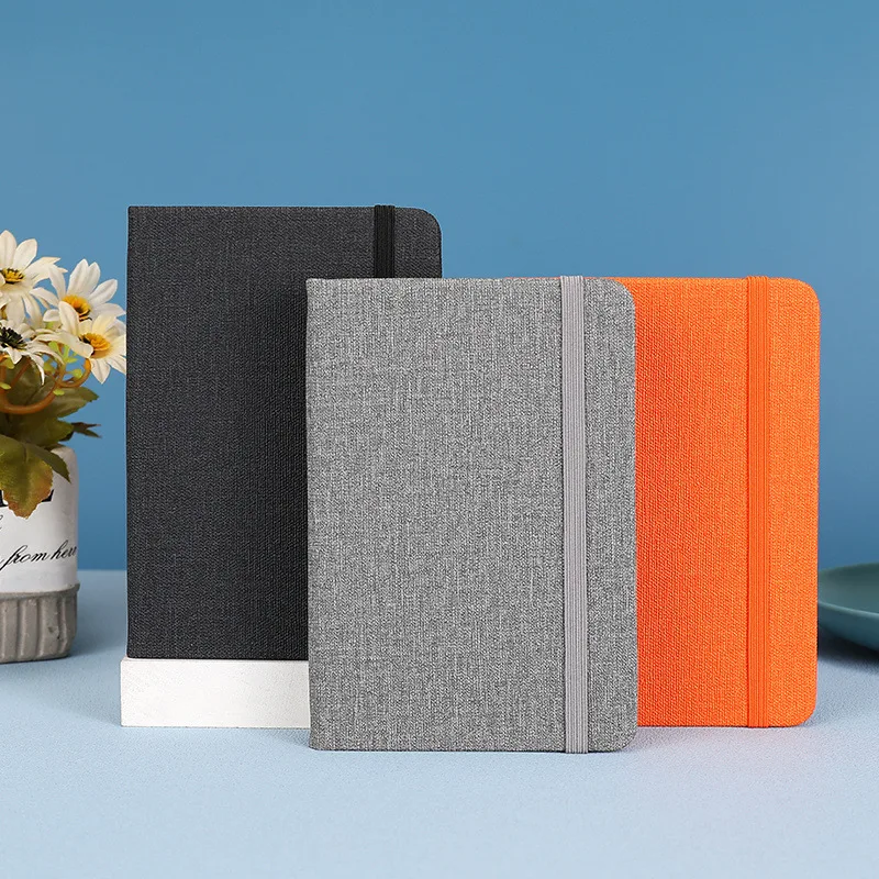 A6 notebook Portable pocket linen grain hardcover notebook bandage Student Stationery School Office Supplies Pu leather notebook