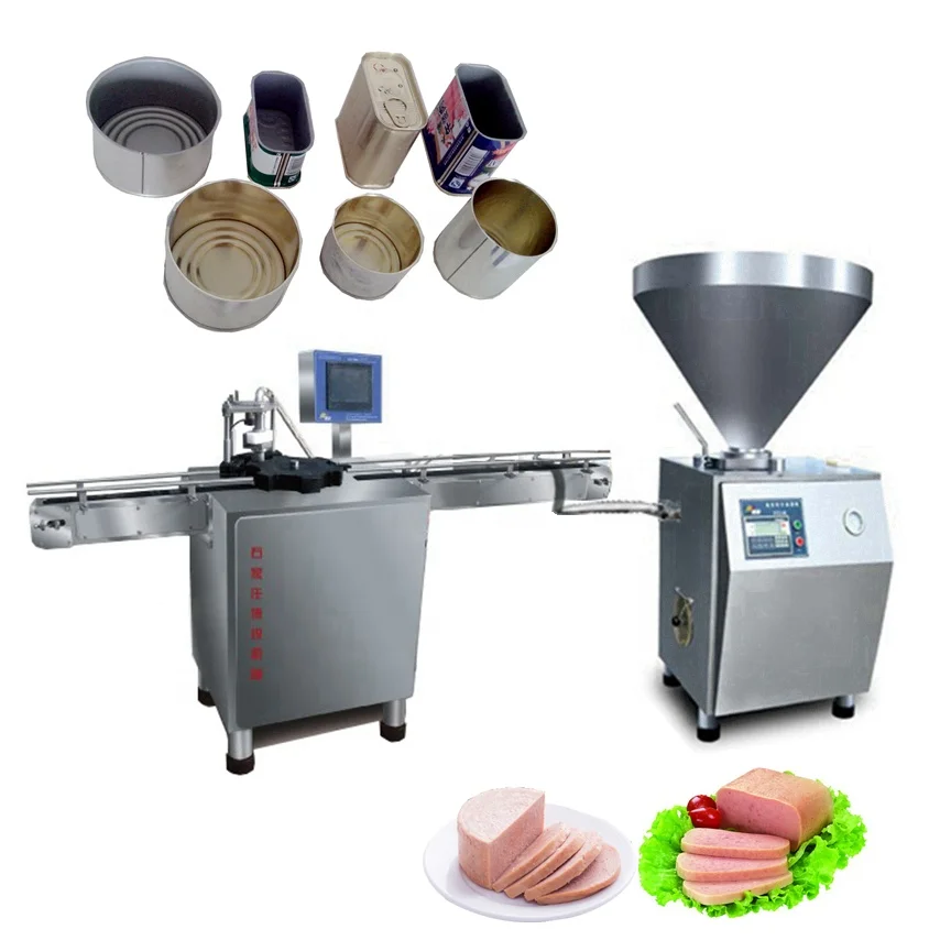 Industrial Processed Luncheon Meat can diced beef pork Canned minced meat filling canning machine square and Round tin cans