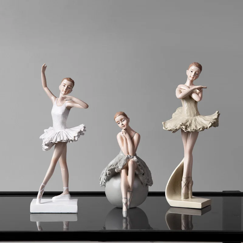 Home figurine interior decoration accessories sculpture ballet girl resin modern room decoration