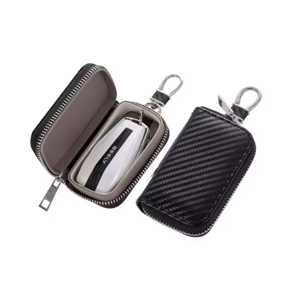 Premium Leather Keyless Go Rfid Key Fob Case Car Key Signal Blocker Faraday Cage Fob Bags for Men Women Signal Protector
