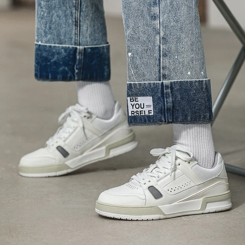 Оригинальная Высококачественная Мужская Повседневная обувь для скейтбординга из натуральной кожи с логотипом на