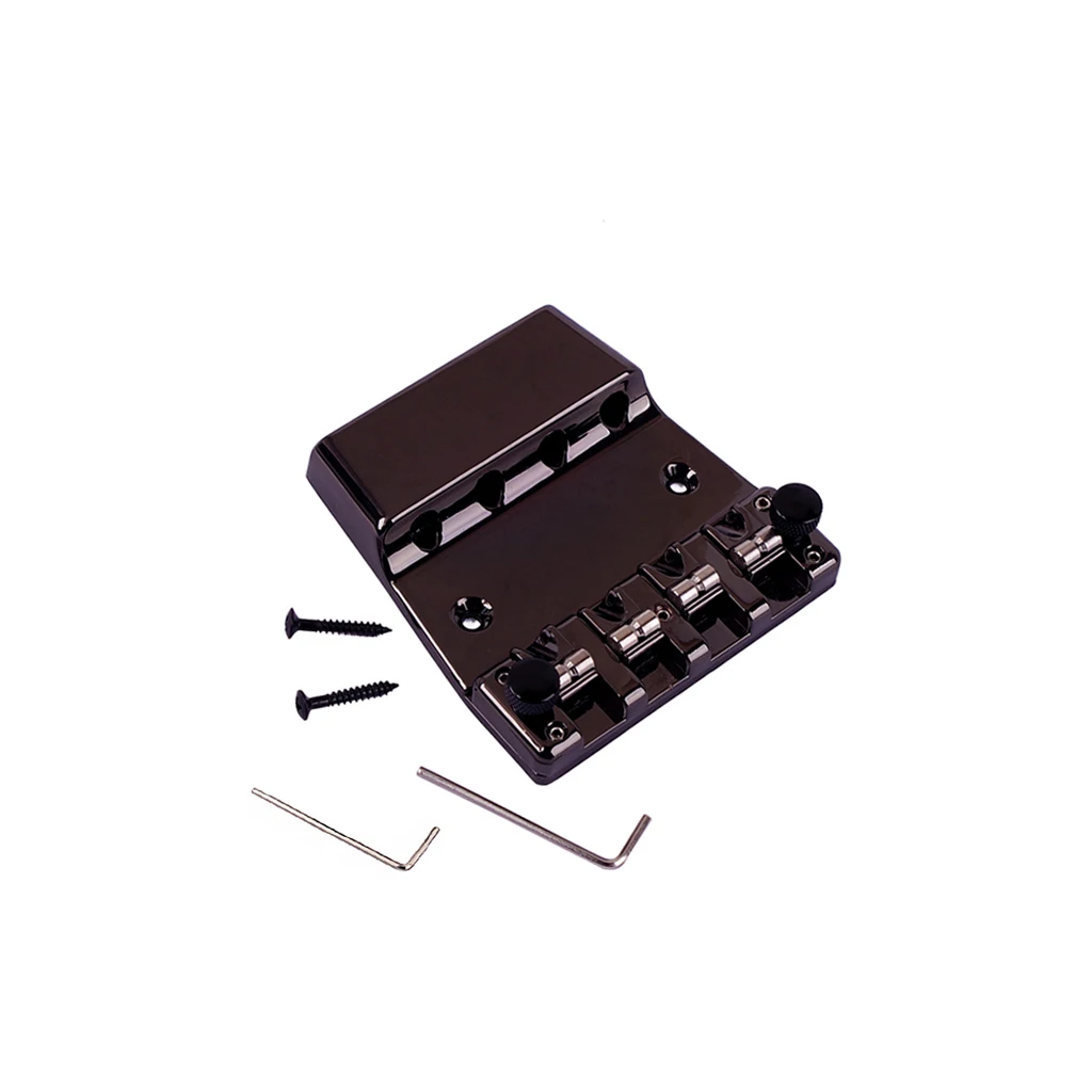 Bass Guitar Bridge 4 String Hardtail Saddle Bridge for Bass Guitar Parts Black