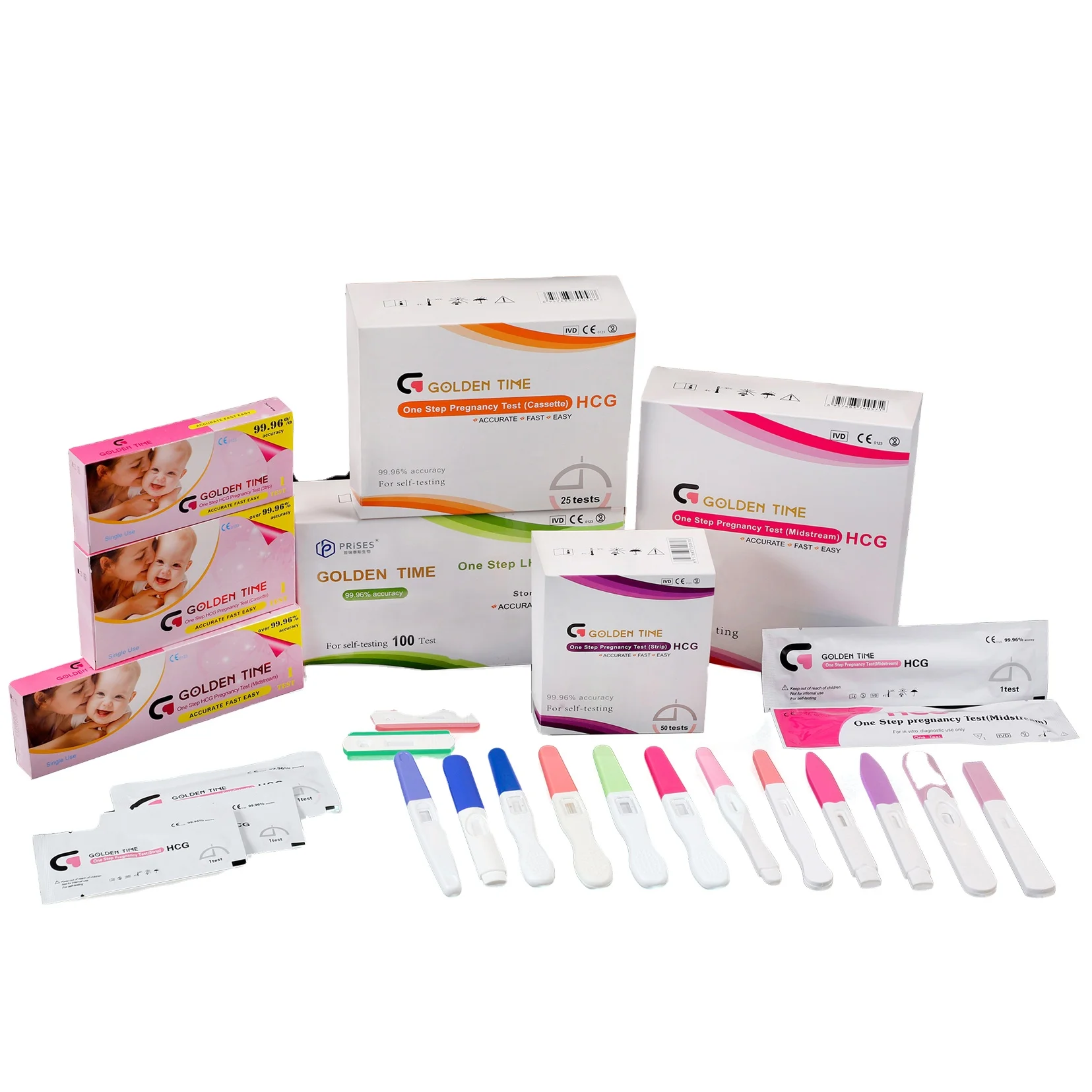 HCG Early Detection Device Brand Disposable Colloidal Gold Urine Rapid Hcg Pregnancy Test Strip Paper Card Cassette Stick Kit