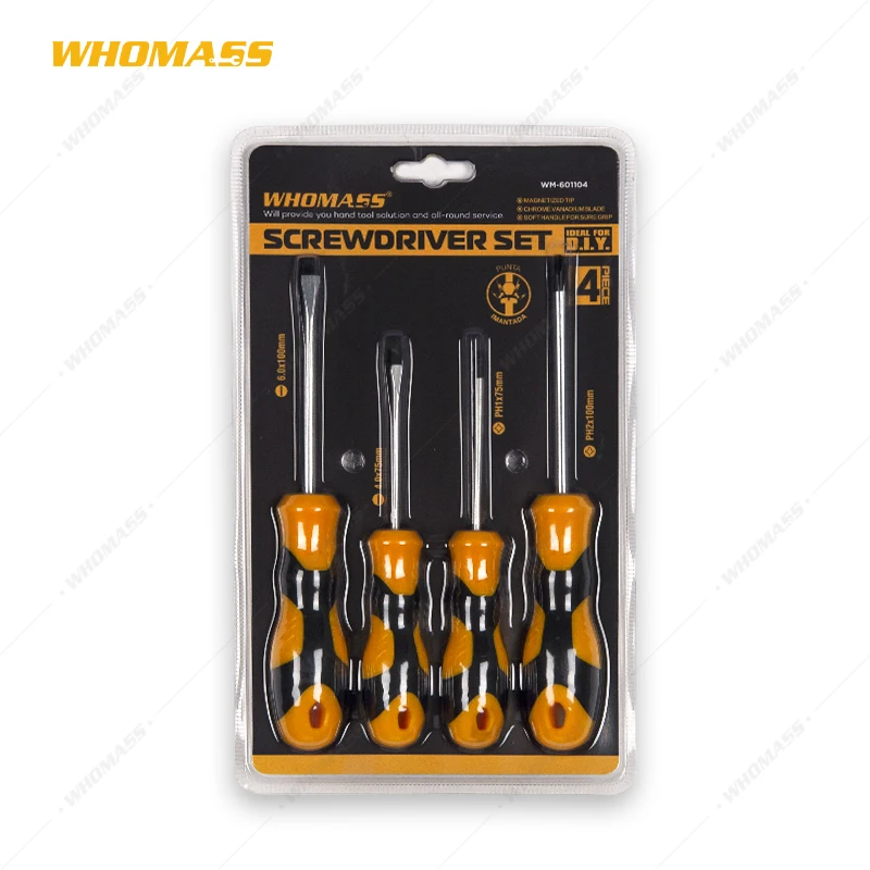 Free Sample 4PCS Slotted And Phillips Stubby Long Handle Double Blub Magnetic Screwdriver Set