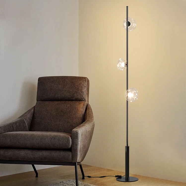 Simple living room LED floor lamp 21W three color changing light gold glass bedroom dining room study decorative floor lamp
