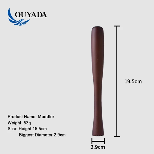 
Factory Direct custom manufacturer long cocktail wood muddler 