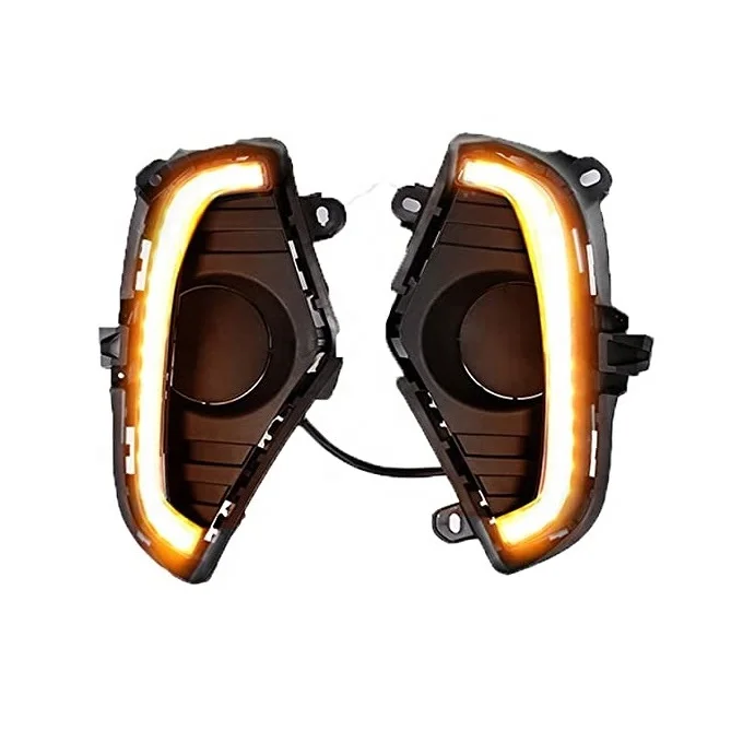 For Toyota RAV4 2019 2020 Yellow Turn Signal Function Waterproof ABS 12V Car DRL LED Daytime Running Light With Fog Lamp Hole